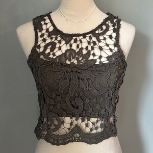 CHARLOTTE RUSSE Crochet Crop Top Festival GUC Size Small